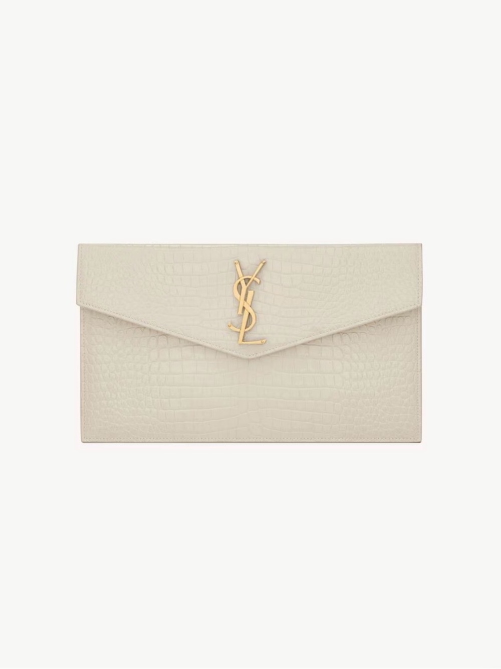 Saint Laurent UPTOWN POUCH IN CROCODILE-EMBOSSED SHINY LEATHER